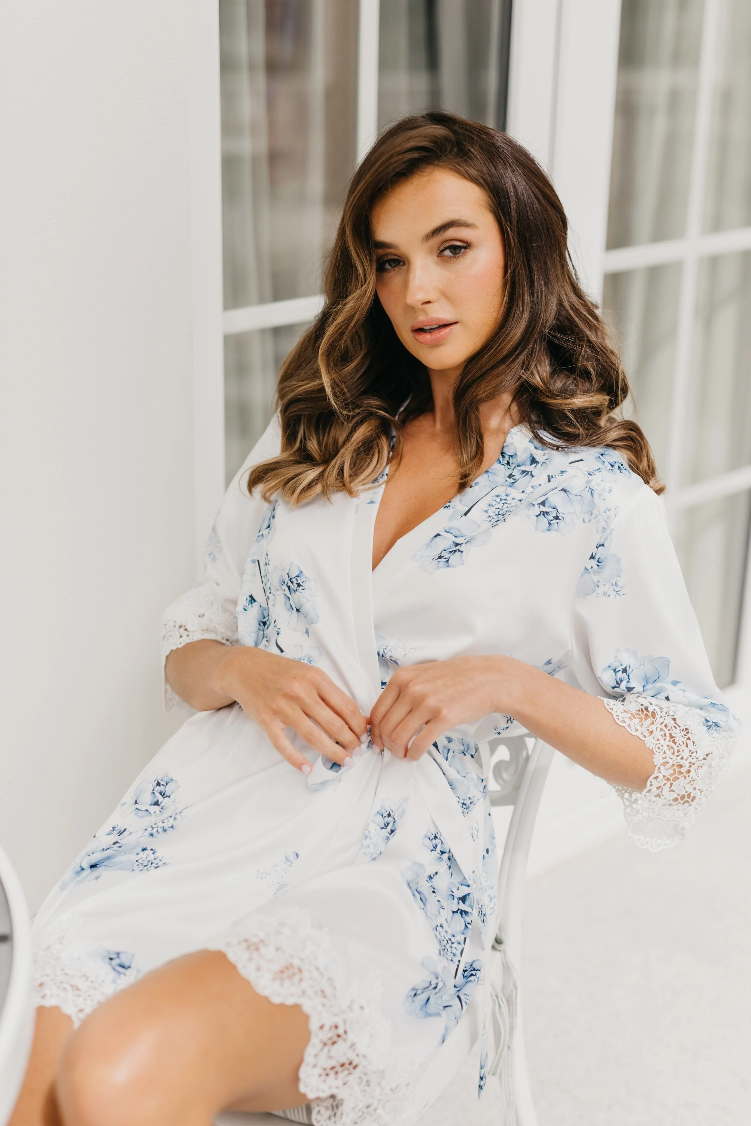 Ivana Bleu De Fleur Printed Robe - Image 7