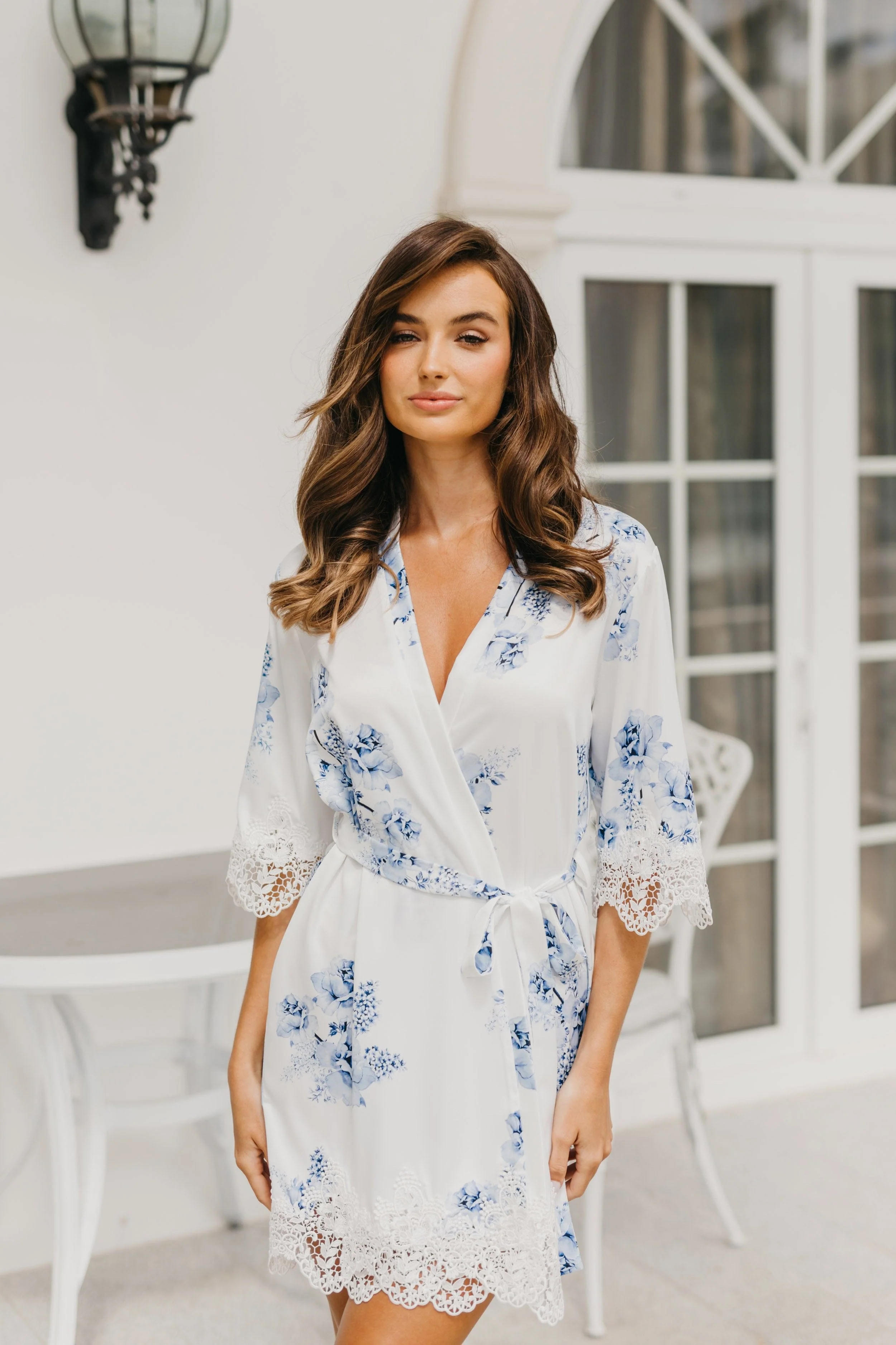 Ivana Bleu De Fleur Printed Robe - Image 9